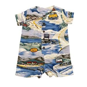 Surf Squirt‎ Baby Romper Button Down California Beach Vacation Outfit 9 - 12 mos